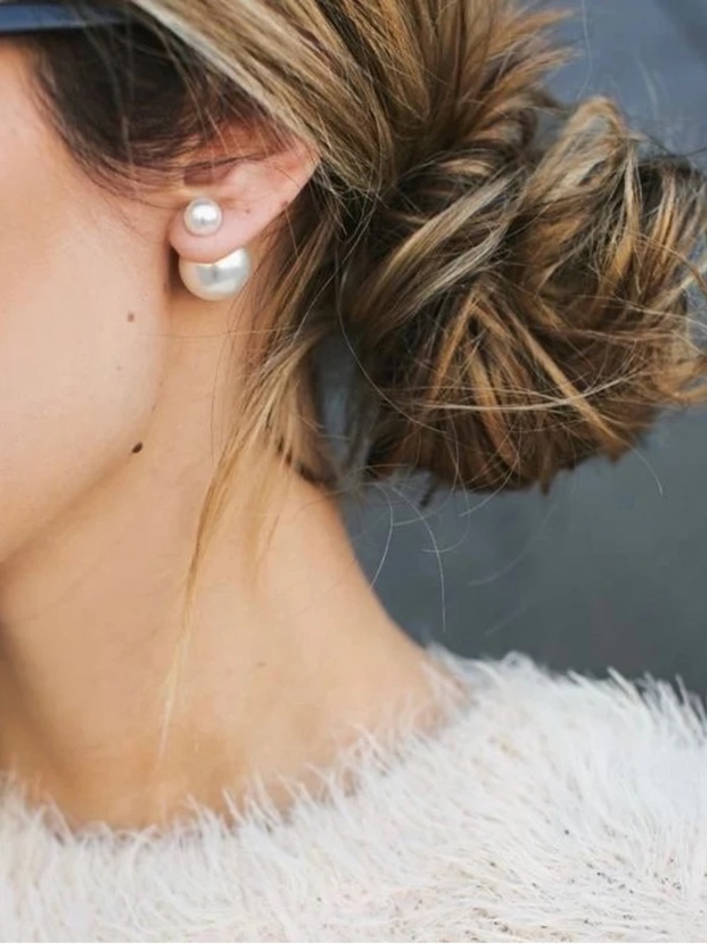 Elegant Double-Sided Pearl Earrings in Silver